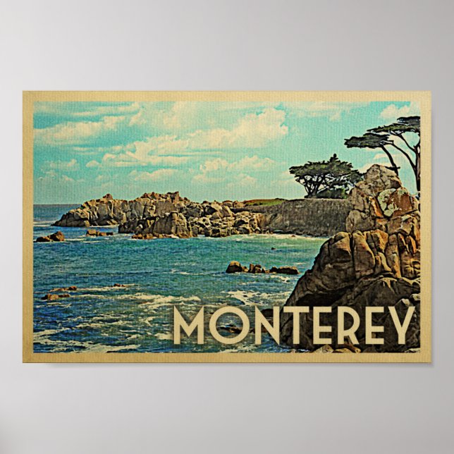 Monterey Poster Vintage voyage California Art (Devant)