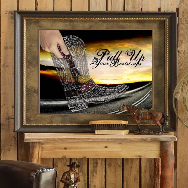 Montez votre affiche Bootstraps (Stay strong and keep pushing forward!  Bootstrap typography poster brings motivation to your space.)