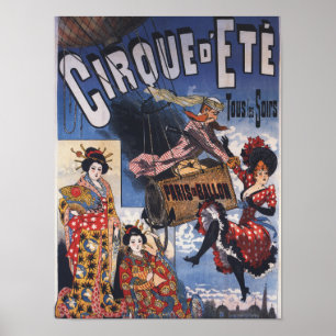 Montgolfière et affiche japonaise de dames