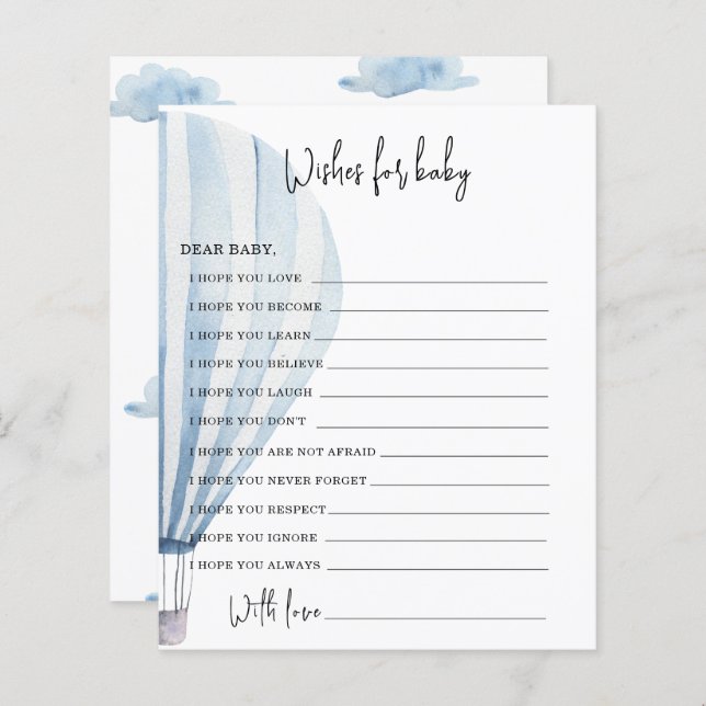 Montgolfière | voeux pour bébé (Devant / Derrière)