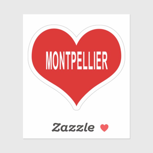 MONTPELLIER Red Love Heart Vinyl Sticker (Feuille)