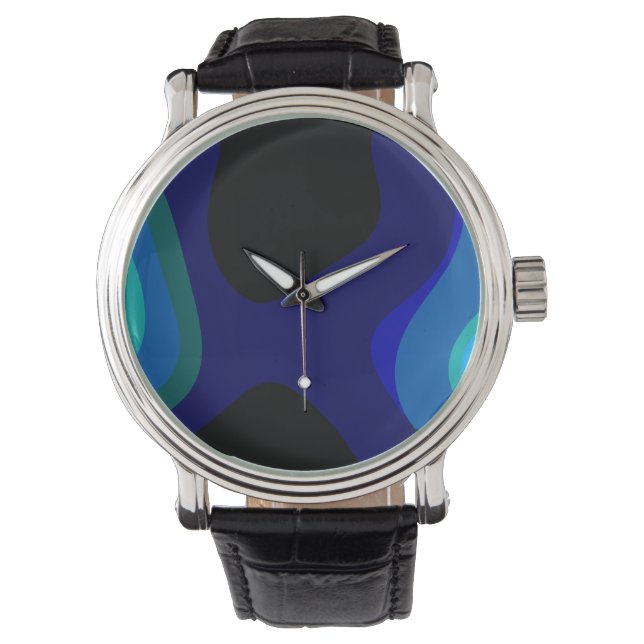 Montre 1007 Art Abstrait Noir Et Bleu (devant)