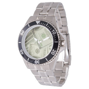 Montre 100$ Bill Oversize Gold Bracelet Watch