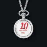 Montre 10e anniversaire ajouter nom date année rouge modè<br><div class="desc">conception modifiable</div>