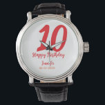 Montre 10e anniversaire ajouter nom date année rouge modè<br><div class="desc">conception modifiable</div>