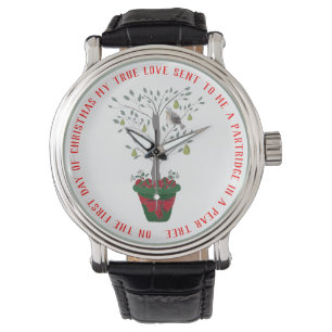Montre 12 jours de perdrix de Noël dans un arbre à poir