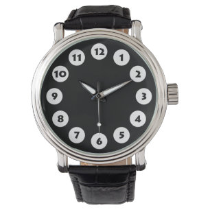 Montre 12 Spots - Blanc sur Noir