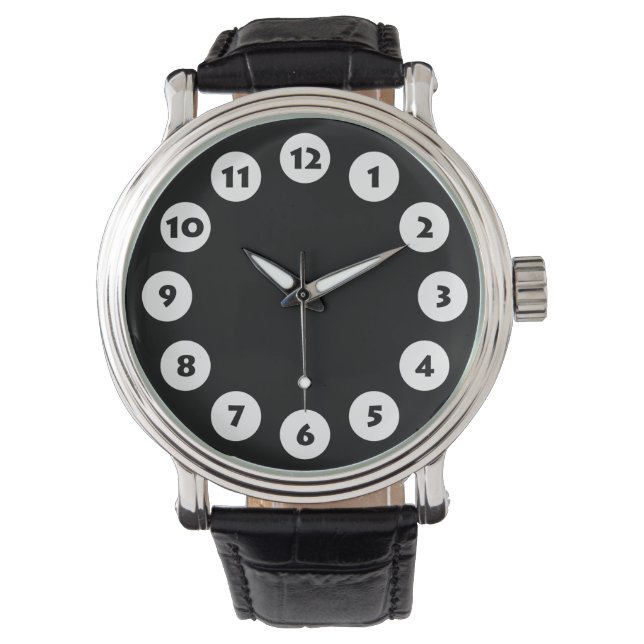 Montre 12 Spots - Blanc sur Noir (devant)