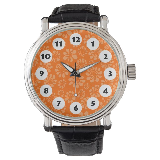 Montre 12 Spots - Fleurs Tons d'Orange (devant)