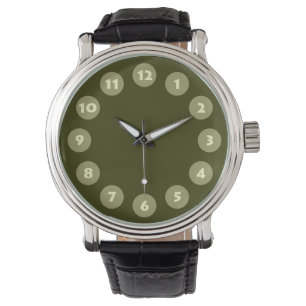 Montre 12 Spots - Kaki et Olive foncé