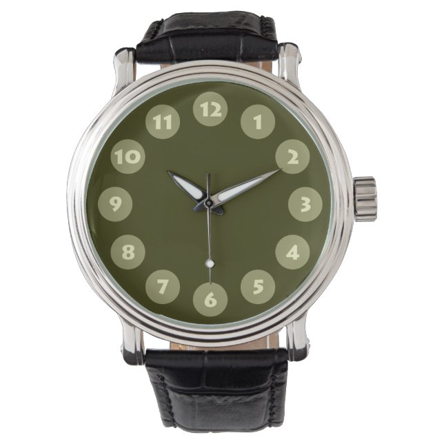 Montre 12 Spots - Kaki et Olive foncé (devant)