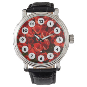 Montre 12 Spots - Lit de Tulipes Rouges
