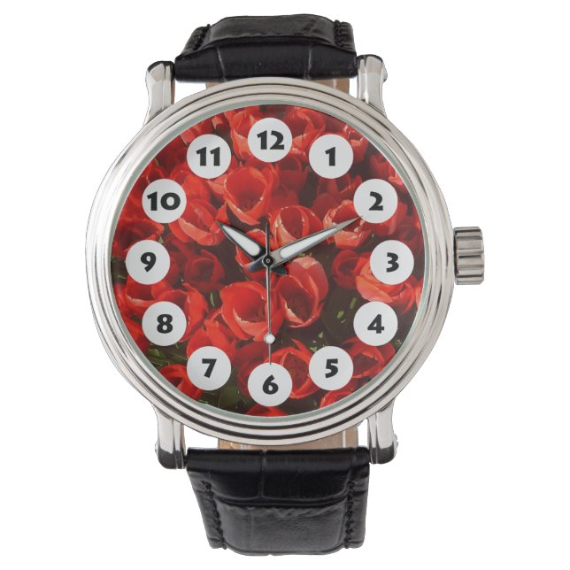 Montre 12 Spots - Lit de Tulipes Rouges (devant)