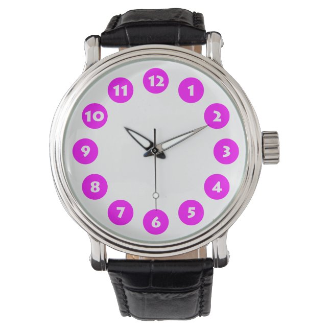Montre 12 Spots - Magenta en blanc (devant)