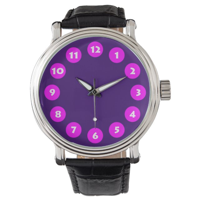 Montre 12 Spots - Magenta sur violet profond (devant)