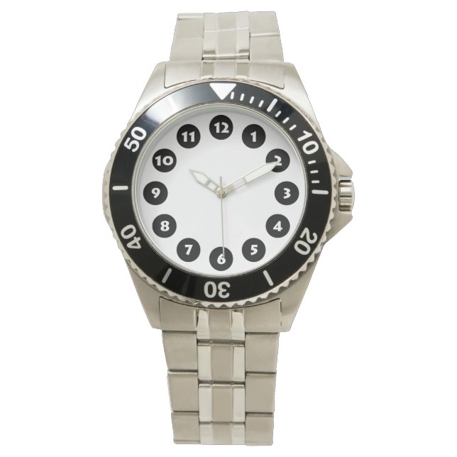 Montre 12 Spots - Noir sur Blanc (devant)