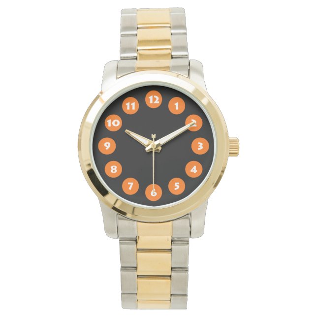 Montre 12 Spots - orange sur noir (devant)
