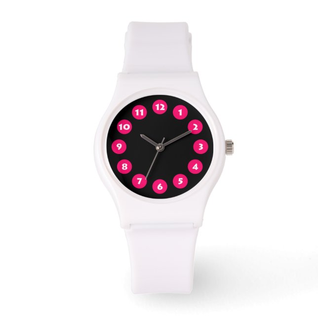 Montre 12 Spots - Rouge néon avec noir (Recto)