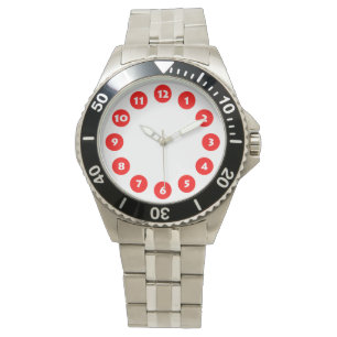 Montre 12 Spots - Rouge sur blanc