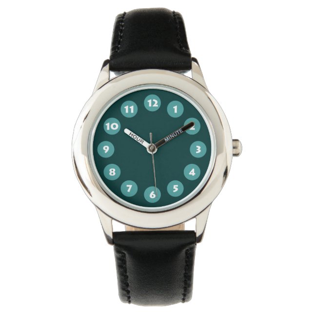 Montre 12 Spots - Turquoise et vert foncé (devant)