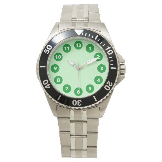 Montre 12 Spots - Vert herbe avec menthe pâle (devant)