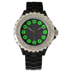 Montre 12 Spots - Vert sur Noir