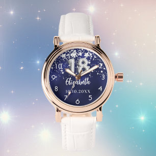 Montre 18e anniversaire marine bleu argent étoiles