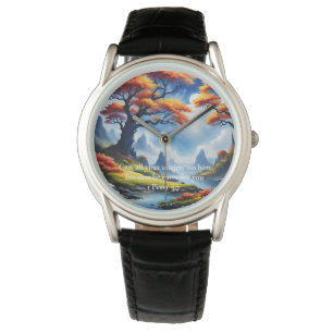 Montre 1 Pierre 5:7 croix sur une montagne