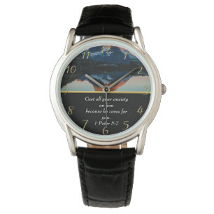 Montre 1 Pierre 5:7 Foi chrétienne moutain lac