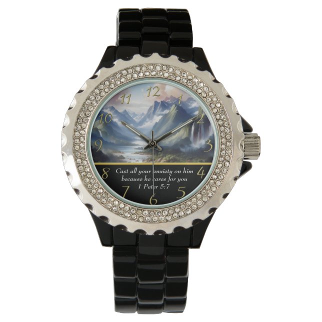Montre 1 Pierre 5:7 lac de montagne  (devant)