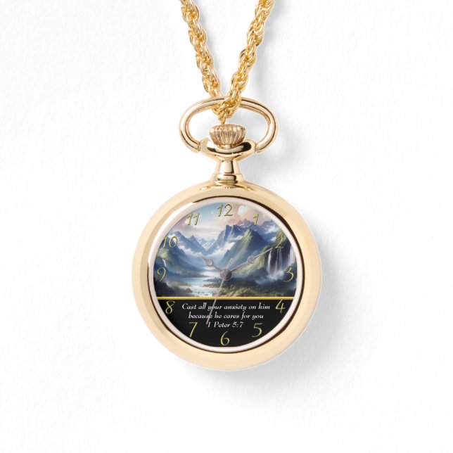 Montre 1 Pierre 5:7 lac moutain (Recto)