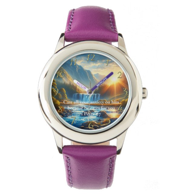 Montre 1 Pierre 5:7 Prière pour la foi chrétienne d'or (devant)