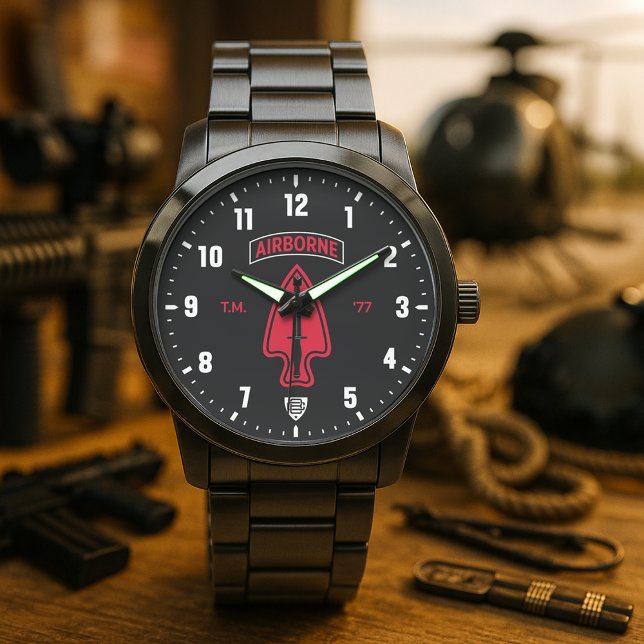 Montre 1ère SFOD-D "Force Delta" Commémorative Personnali (1st SFOD-D "Delta Force" Commemorative Black Personalized Stainless Steel Watch )