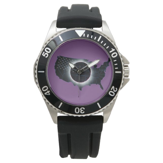 Montre 2017 Total Solaire Eclipse Black Rubber Strap Watc (devant)