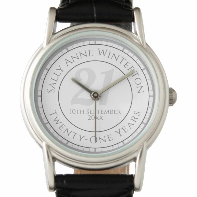 Montre 21e cadeau d'anniversaire avec nom, âge et date (Créateur téléchargé)
