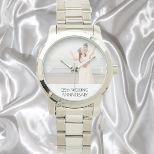 Montre 25e anniversaire du mariage photo du couple argent