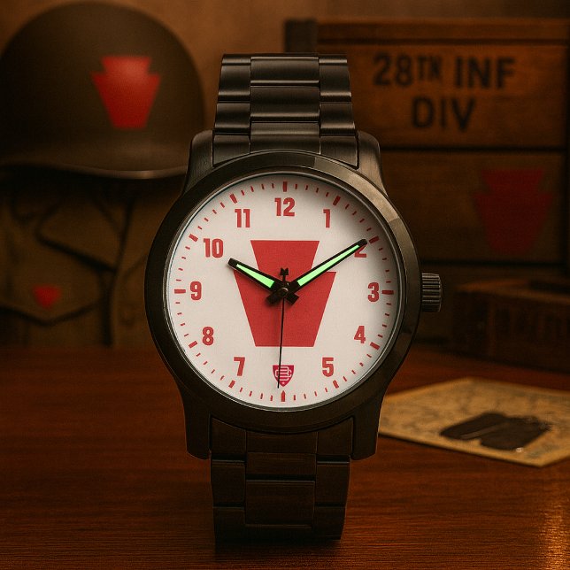 Montre 28e division d'infanterie "Bloody Bucket" Noir (28th Infantry Division Bloody Bucket Tribute Black Stainless Steel Watch)