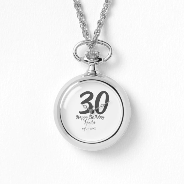 Montre 30e anniversaire ajouter nom date année noir modèl (Recto)