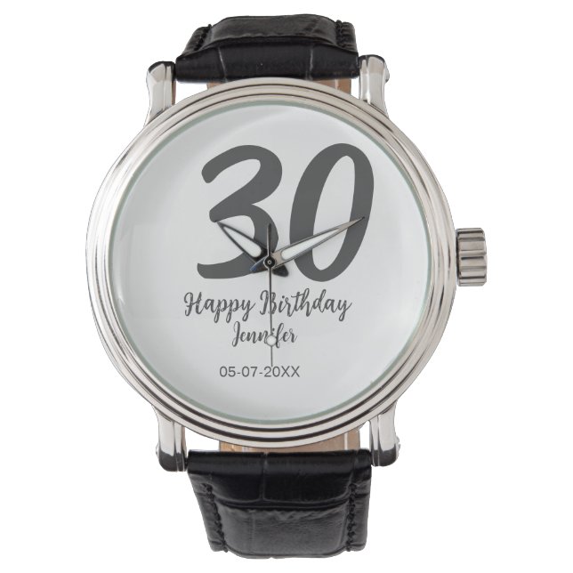 Montre 30e anniversaire ajouter nom date année noir modèl (devant)