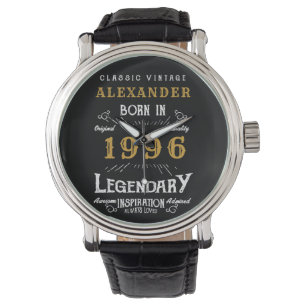 Montre 30e Anniversaire Personnalisé Né 1996 Vintage Noir