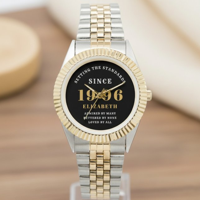 Montre 30th Birthday 1996 Elegant Black White Chic (Born 1996 Birthday watch. Background out of focus.)