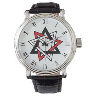 Montre 3 couleurs Rouge Noir Blanc Bahai étoile neuf poin