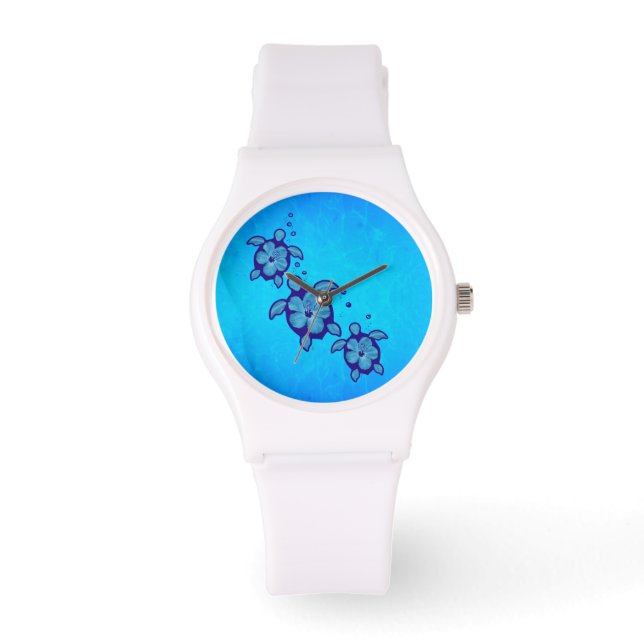 Montre 3 Tortues Honu Bleues (Recto)