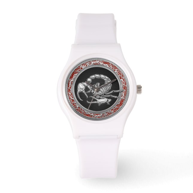 Montre [400] Scorpion d'argent sacré sur noir (Recto)