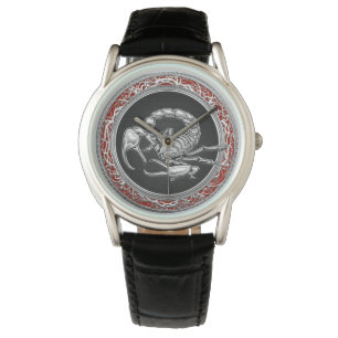 Montre [400] Scorpion d'argent sacré sur noir