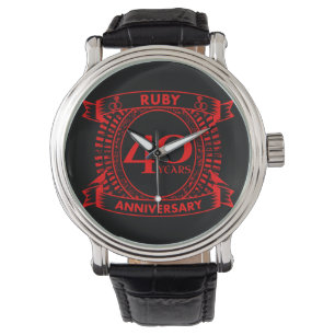 Montre 40e anniversaire du mariage ruby crest