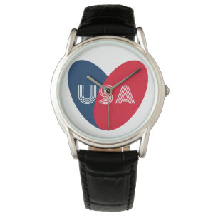 Montre 4 juillet Love USA Patriotique rouge bleu