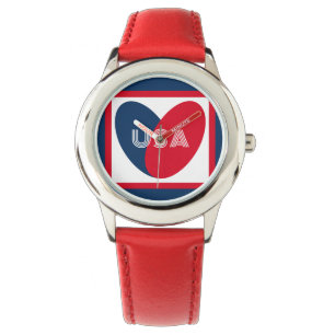 Montre 4 juillet Love USA Patriotique rouge bleu