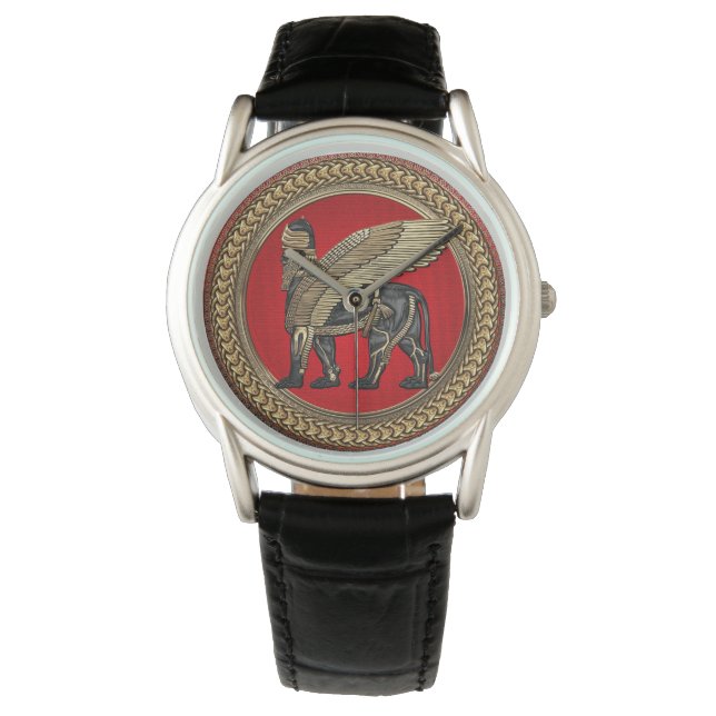 Montre [500] Lion ailé assyrien : Or et Lamassu noir (devant)