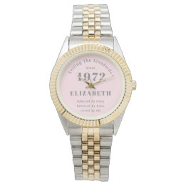 Montre 50e anniversaire 1972 Elégante fille rose gris fem